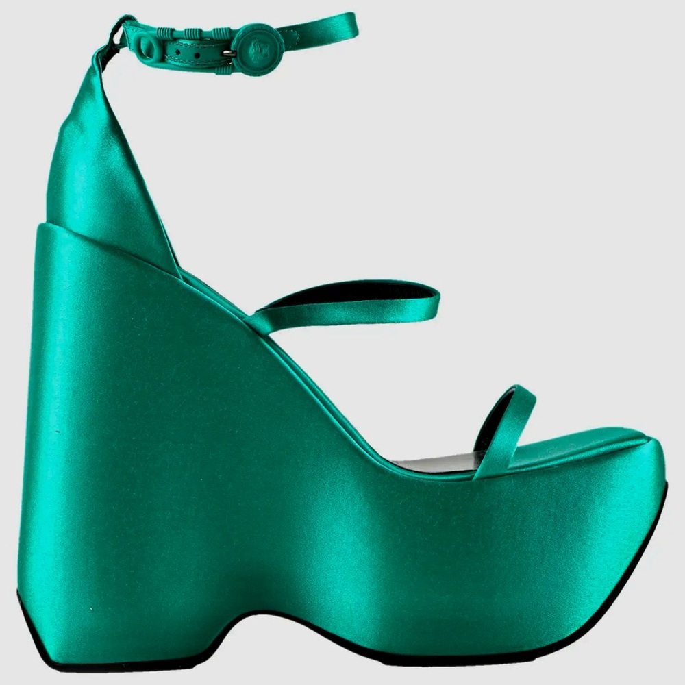 Versace Medusa Insignia Satin Sandals Green NWOT - Size 40